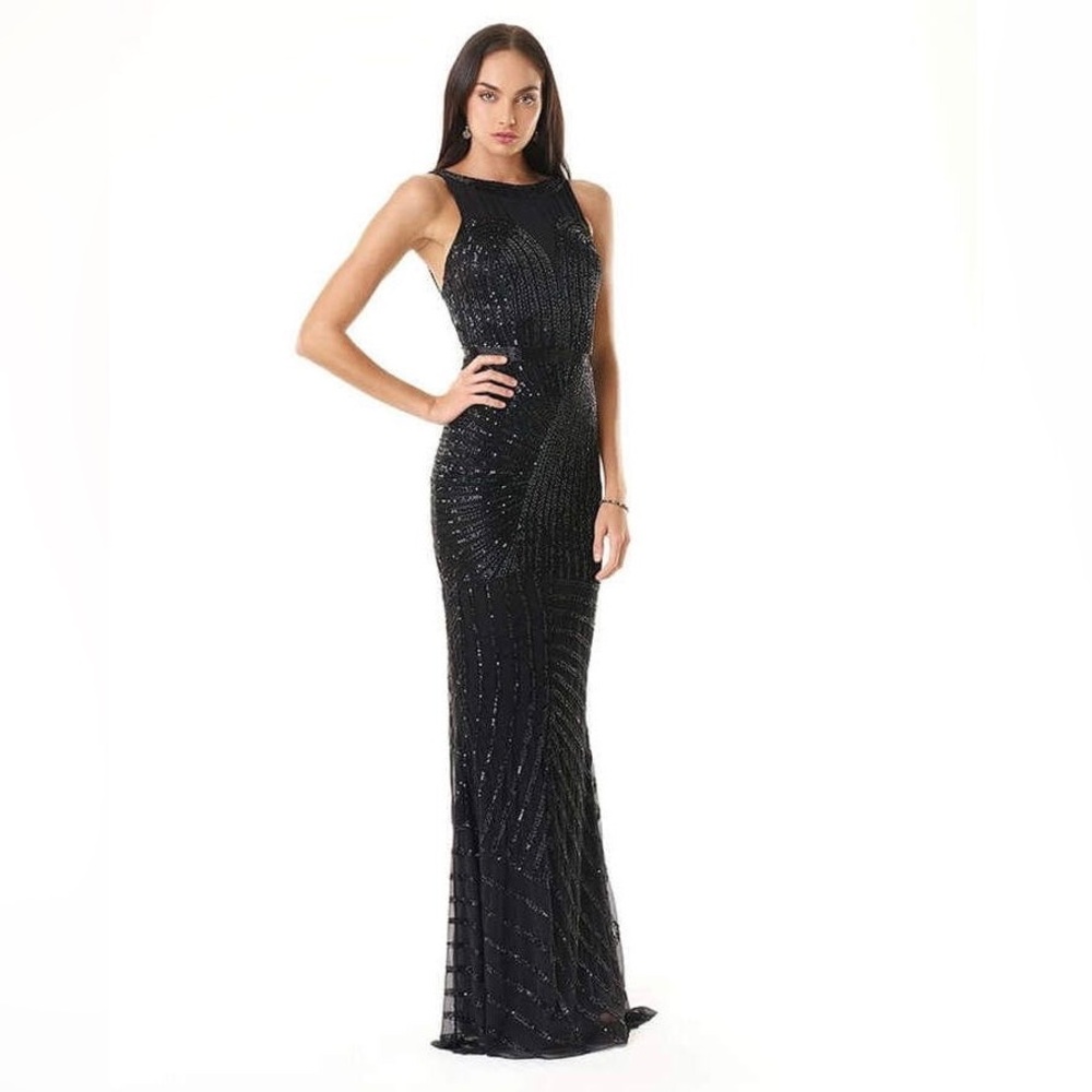 Alberto Makali Elegant Black Sequin Maxi Dress